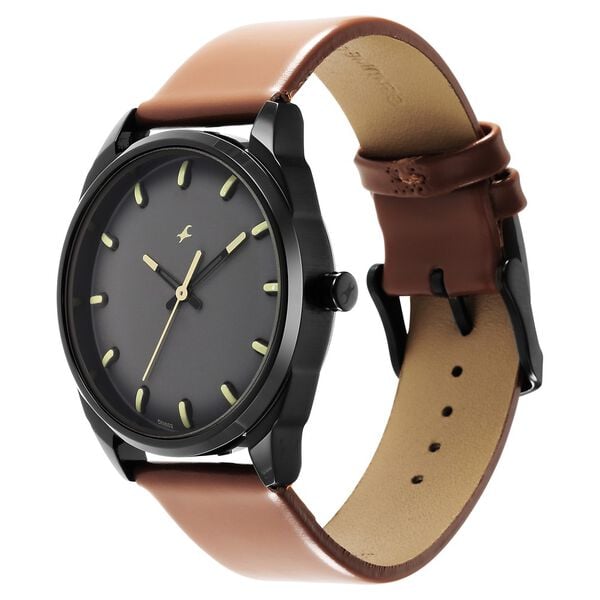 Fastrack 3273NL03 Quartz Analog Grey Dial Brown Leather Strap Men’s Watch