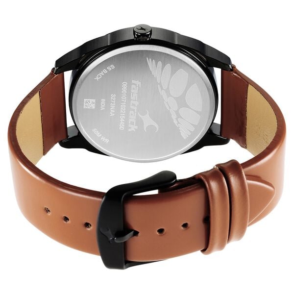 Fastrack 3273NL03 Quartz Analog Grey Dial Brown Leather Strap Men’s Watch