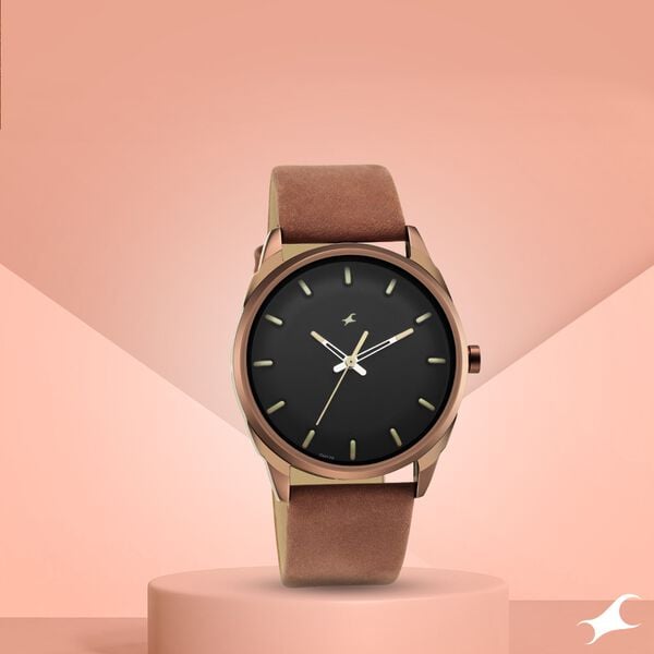 Fastrack 3273QL01 Quartz Analog Black Dial Brown Leather Strap Men’s Watch
