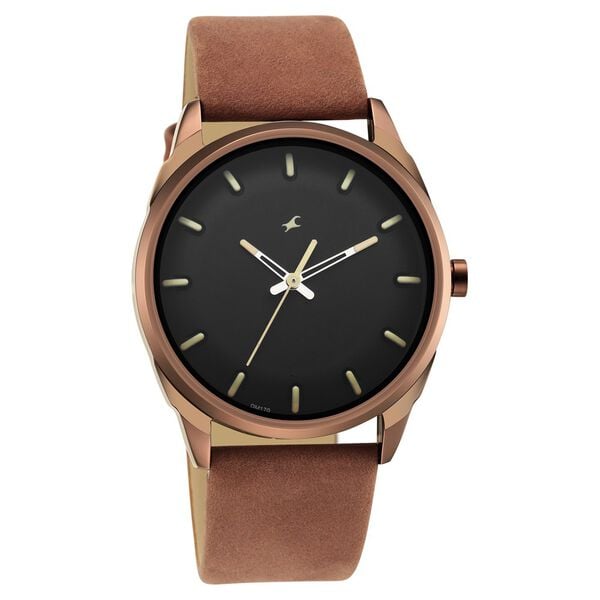 Fastrack 3273QL01 Quartz Analog Black Dial Brown Leather Strap Men’s Watch
