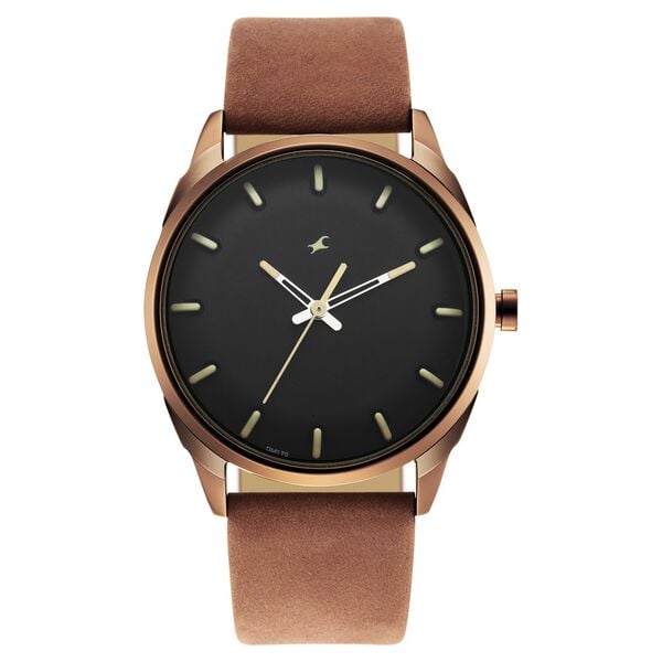 Fastrack 3273QL01 Quartz Analog Black Dial Brown Leather Strap Men’s Watch