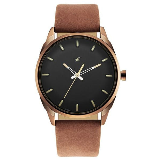 Fastrack 3273QL01 Quartz Analog Black Dial Brown Leather Strap Men’s Watch