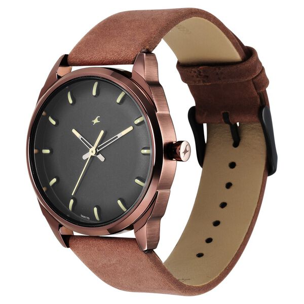 Fastrack 3273QL01 Quartz Analog Black Dial Brown Leather Strap Men’s Watch
