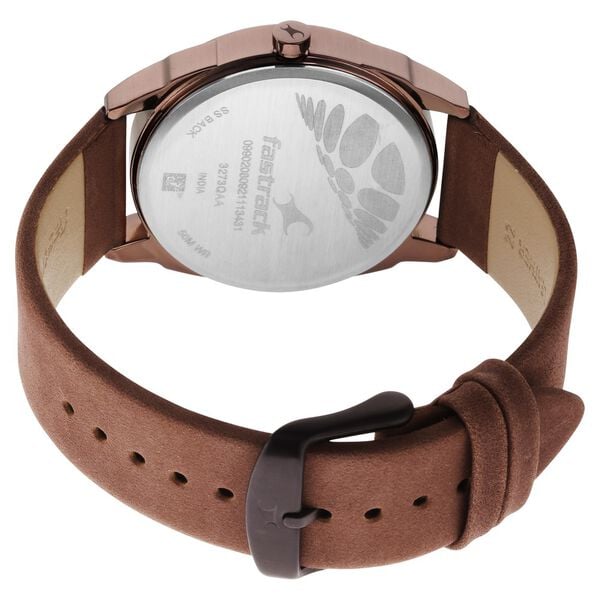 Fastrack 3273QL01 Quartz Analog Black Dial Brown Leather Strap Men’s Watch