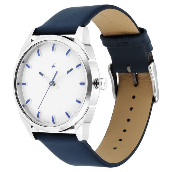 Fastrack 3273SL01 Quartz Analog White Dial Blue Leather Strap Men’s Watch