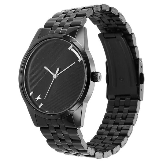Fastrack 3277NM01 Stunners Quartz Analog Men’s Watch with Black Dial & Black Metal Bracelet