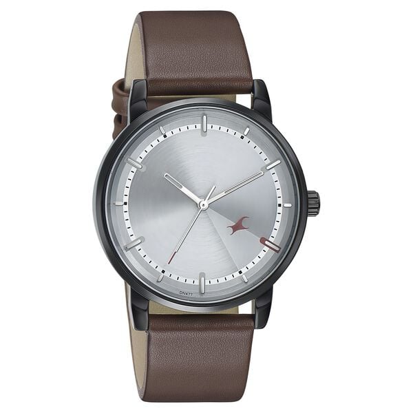 Fastrack 3278NL01 Quartz Analog Silver Dial Brown Leather Strap Men’s Watch