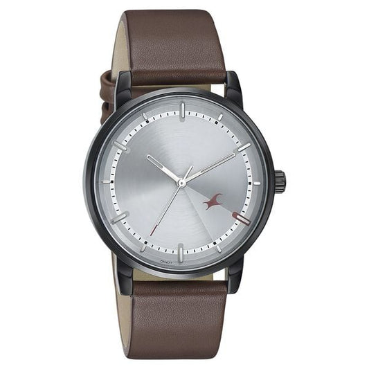 Fastrack 3278NL01 Quartz Analog Silver Dial Brown Leather Strap Men’s Watch
