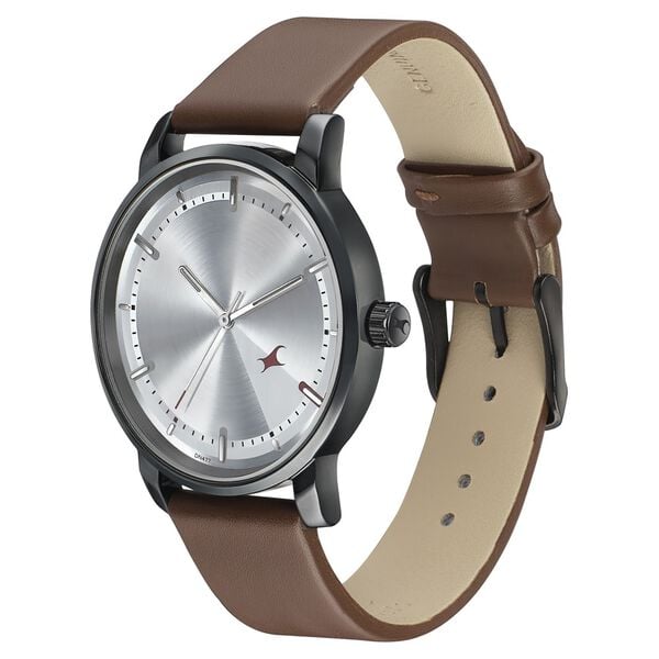 Fastrack 3278NL01 Quartz Analog Silver Dial Brown Leather Strap Men’s Watch