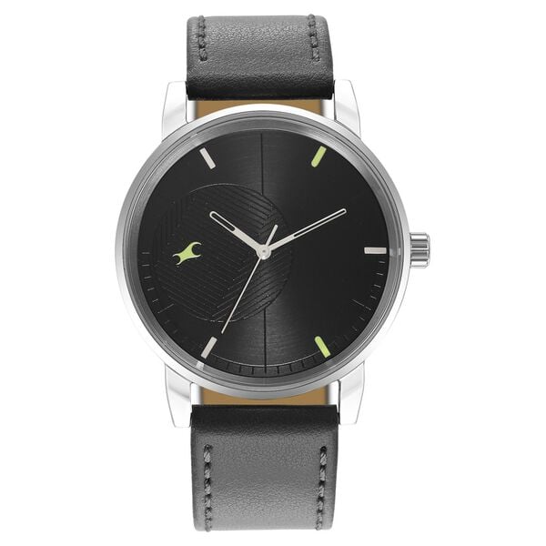 Fastrack 3298SL01 Quartz Analog Black Dial Grey Leather Strap Men’s Watch