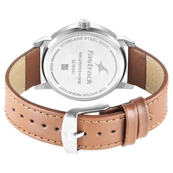 Fastrack 3278SL03 Analog Quartz Men Watch – Green Dial, Brown Leather Strap, Classic Casual Style