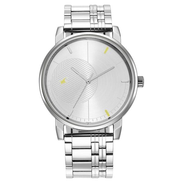 Fastrack 3278SM02 Analog Quartz Men Watch – Silver Dial, Silver Stainless Steel Strap, Casual Stunners Design