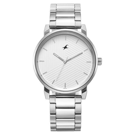 Fastrack 3278SM04 Analog Quartz Men Watch – White Dial, Silver Stainless Steel Strap, Casual Everyday Style