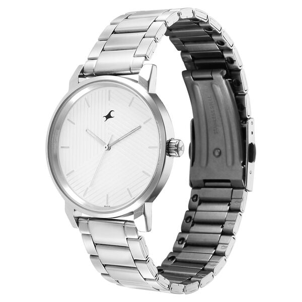 Fastrack 3278SM04 Analog Quartz Men Watch – White Dial, Silver Stainless Steel Strap, Casual Everyday Style