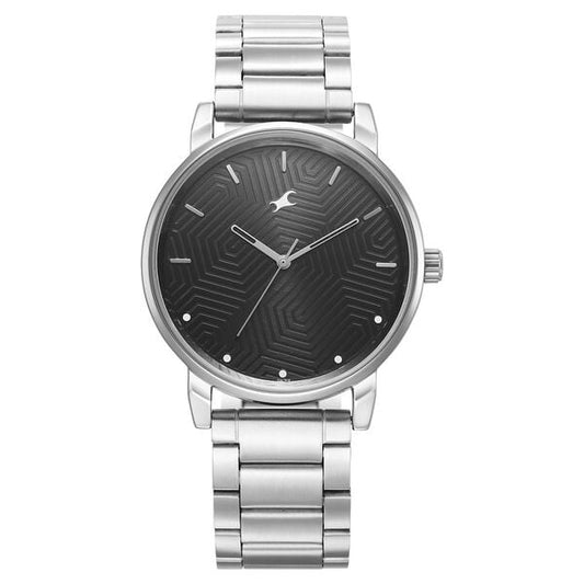 Fastrack 3278SM05 Stunners 6.0 Quartz Analog Black Dial Silver Metal Strap Men’s Watch
