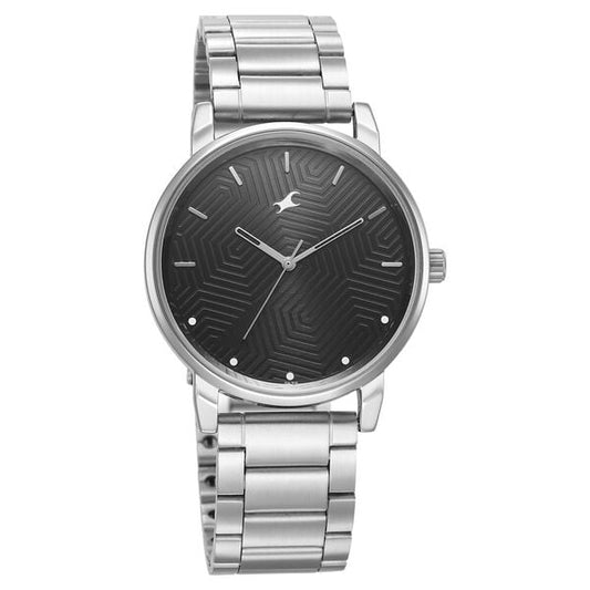 Fastrack 3278SM05 Stunners 6.0 Quartz Analog Black Dial Silver Metal Strap Men’s Watch