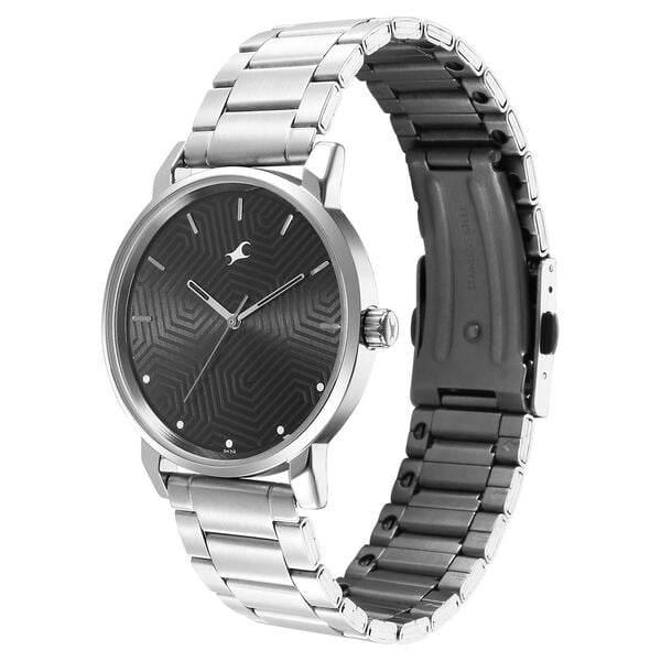 Fastrack 3278SM05 Stunners 6.0 Quartz Analog Black Dial Silver Metal Strap Men’s Watch