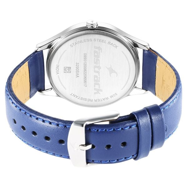 Fastrack 3290SL01 Quartz Analog Blue Dial Blue Leather Strap Men’s Watch