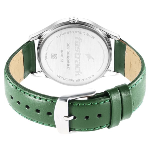 Fastrack 3290SL02 Stunners Quartz Analog Green Dial Leather Strap Men’s Watch