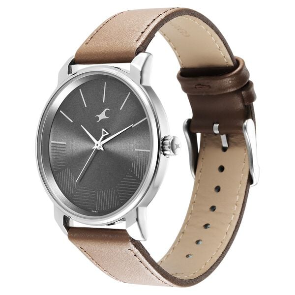 Fastrack 3291SL01 Stunners Quartz Analog Grey Dial Brown Leather Strap Men’s Watch