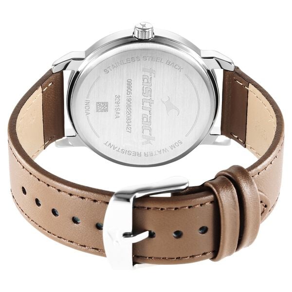 Fastrack 3291SL01 Stunners Quartz Analog Grey Dial Brown Leather Strap Men’s Watch