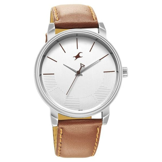 Fastrack 3291SL02 Stunners Quartz Analog Silver Dial Brown Leather Strap Men’s Watch