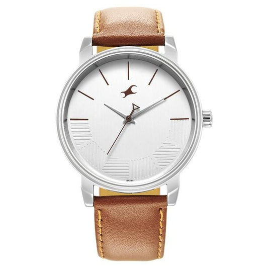 Fastrack 3291SL02 Stunners Quartz Analog Silver Dial Brown Leather Strap Men’s Watch
