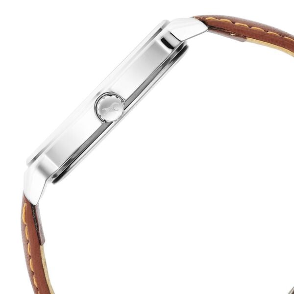 Fastrack 3291SL02 Stunners Quartz Analog Silver Dial Brown Leather Strap Men’s Watch