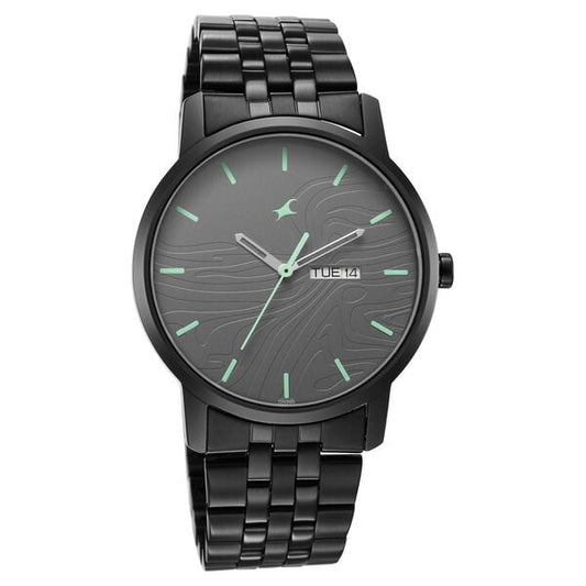 Fastrack 3295NM01 Quartz Analog Black Dial Black Stainless Strap Men’s Watch