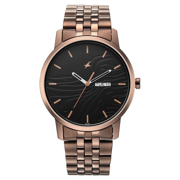 Fastrack 3295QM01 Quartz Analog Black Dial Metal Strap Men’s Watch