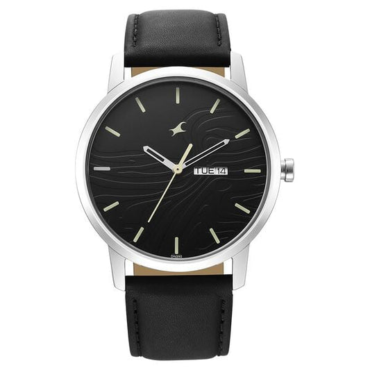 Fastrack Urban Camo NS3295SL01 watch front view black dial