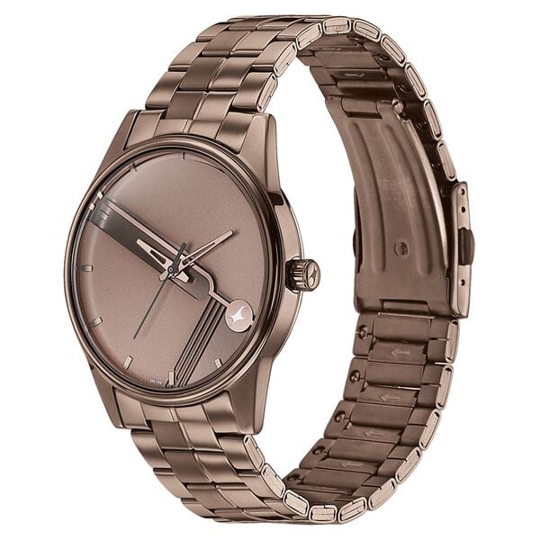 Fastrack 3305QM01 Stunners Quartz Analog Men’s Watch with Brown Dial, Brown Stainless Steel Bracelet