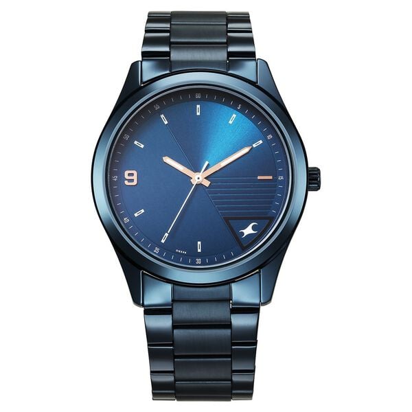 Fastrack 3317QM01 Analog Quartz Men Watch – Blue Dial, Blue Stainless Steel Strap