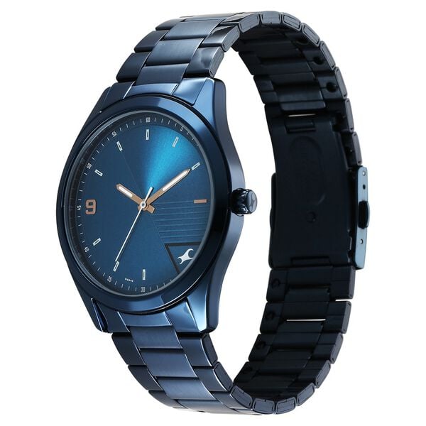 Fastrack 3317QM01 Analog Quartz Men Watch – Blue Dial, Blue Stainless Steel Strap