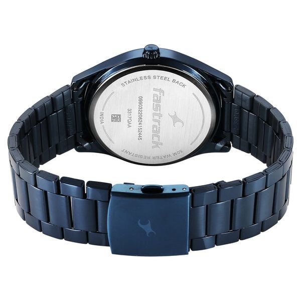 Fastrack 3317QM01 Analog Quartz Men Watch – Blue Dial, Blue Stainless Steel Strap