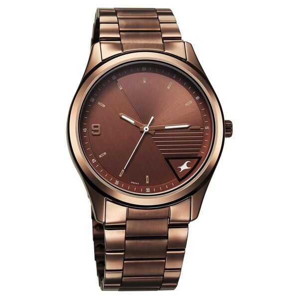 Fastrack 3317QM02 Analog Quartz Men Watch – Brown Dial, Brown Stainless Steel Strap