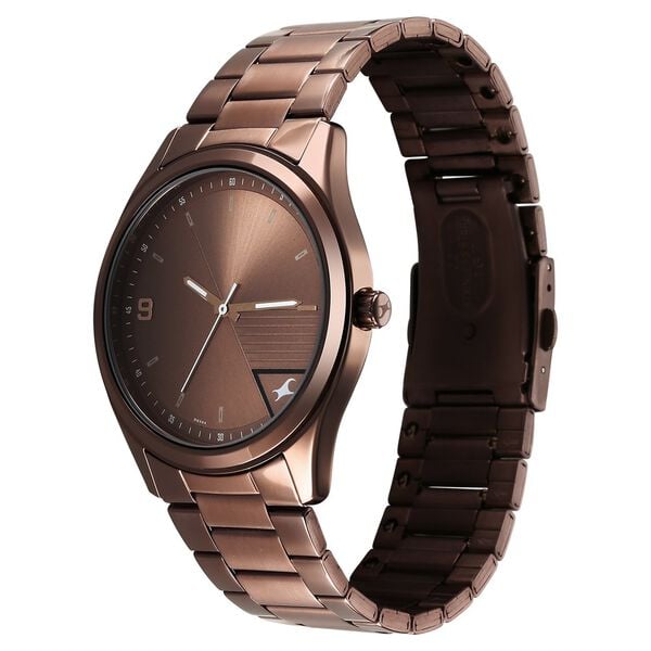 Fastrack 3317QM02 Analog Quartz Men Watch – Brown Dial, Brown Stainless Steel Strap