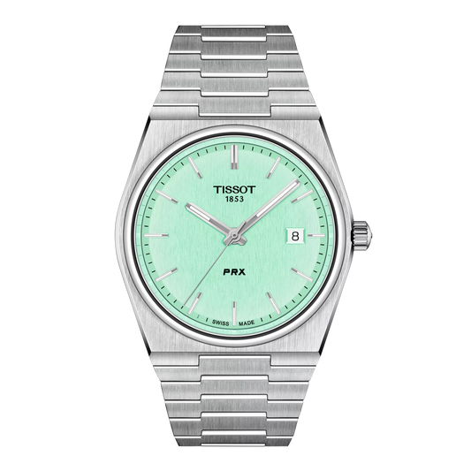 Tissot T1374101109101 Men Analog Quartz Watch with Mint Green Dial & Stainless Steel Bracelet