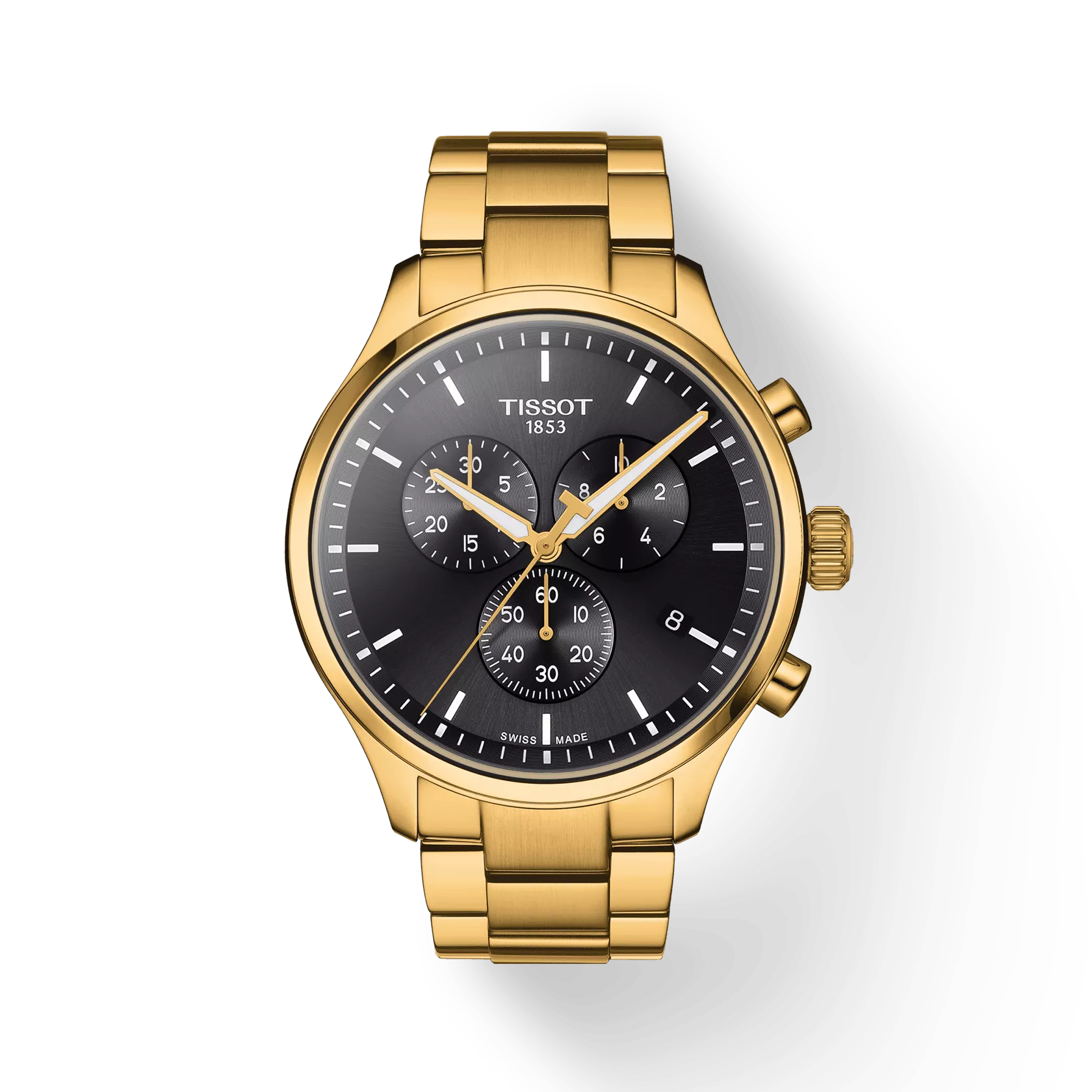 Tissot T1166173305100 Black Dial Men’s Swiss Quartz Chrono XL Classic Watch – Yellow Gold PVD & Stainless Steel Case & Bracelet, Sapphire Crystal