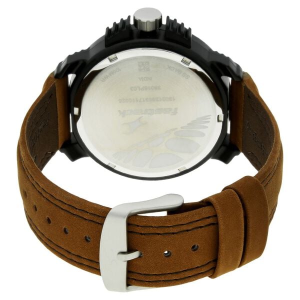 Fastrack 38015PL03 Analog Quartz Men’s Watch | Grey Dial | Brown Leather Strap | Round Case | 50 m Water Resistant