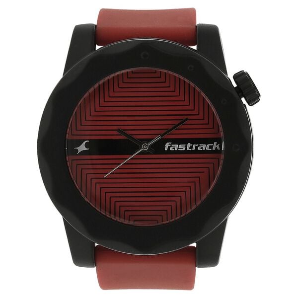 Fastrack 38022PP09C Analog Quartz Unisex Watch – Red Dial, Red Plastic Strap, Casual Everyday Style  Fastrack