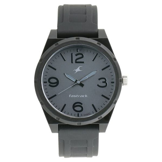 Fastrack 38040PP01 Quartz Analog Men’s Trendies Watch | Grey Dial | Black Silicone Strap | Round Case | Acrylic Glass | 50 m Water Resistant | 24 Months Warranty