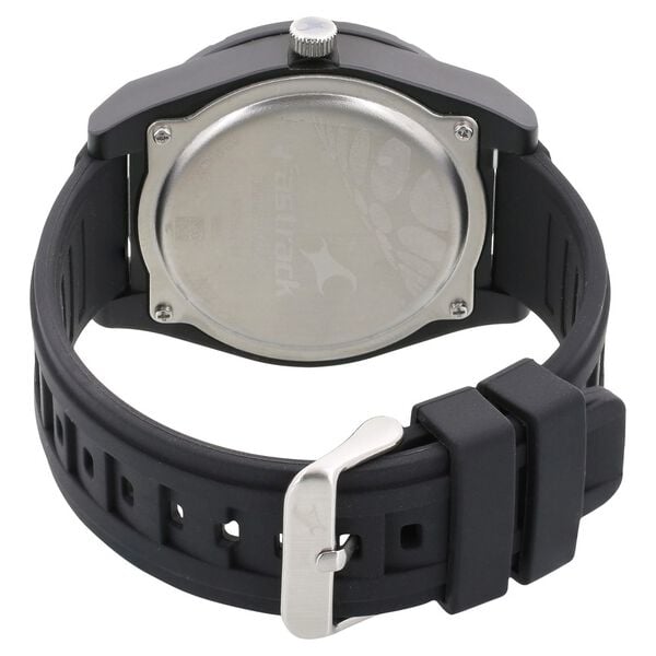 Fastrack 38040PP01 Quartz Analog Men’s Trendies Watch | Grey Dial | Black Silicone Strap | Round Case | Acrylic Glass | 50 m Water Resistant | 24 Months Warranty