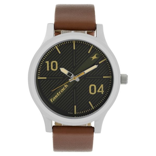 Fastrack 38051SL02 Quartz Analog Black Dial Leather Strap Men’s Watch
