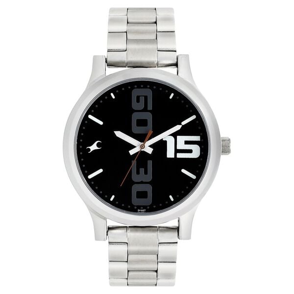Fastrack 38051SM04 Bold Analog Watch Quartz Analog Black Dial Stainless Steel Strap Men’s Watch