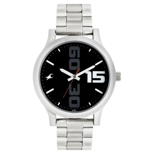 Fastrack 38051SM04 Bold Analog Watch Quartz Analog Black Dial Stainless Steel Strap Men’s Watch