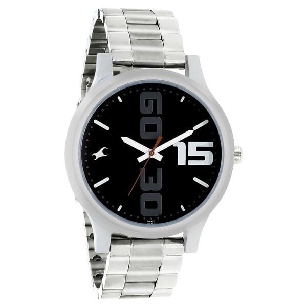Fastrack 38051SM04 Bold Analog Watch Quartz Analog Black Dial Stainless Steel Strap Men’s Watch
