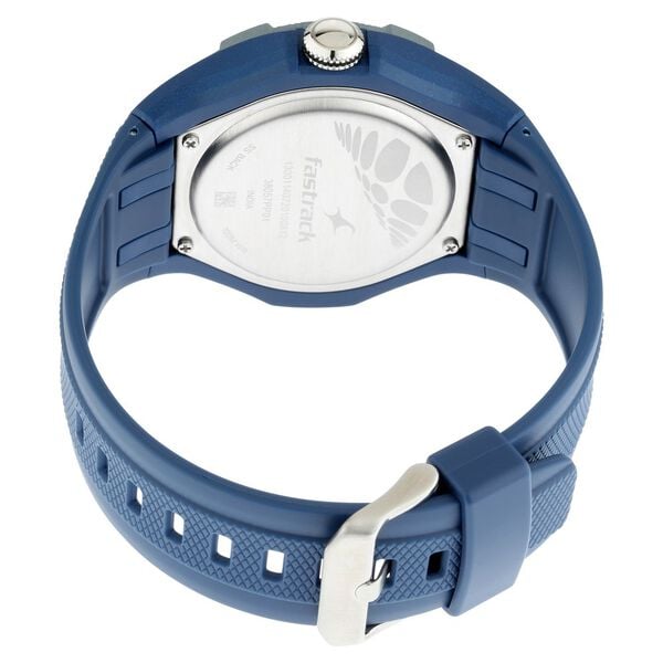 Fastrack 38057PP01 Analog Quartz Men Watch – Black Dial, Blue Silicone Strap, Trendies Casual Style