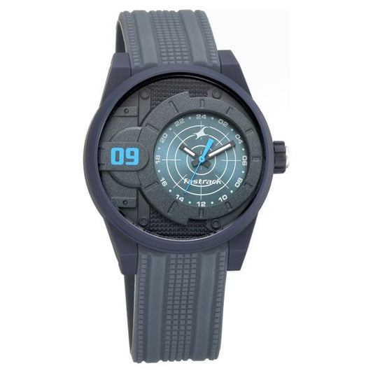 Fastrack 38058PP01 Analog Quartz Men Watch – Black Dial, Blue Silicone Strap, Trendies Casual Style