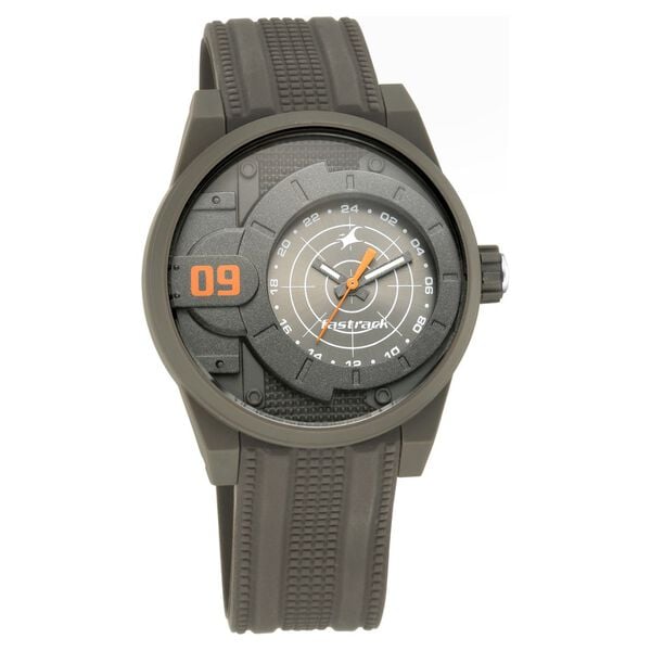 Fastrack 38058PP02 Quartz Analog Grey Dial Grey Silicone Strap Men’s Watch